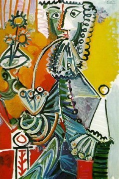 パブロ・ピカソ Painting - パイプと花を持つ銃士 1968 年キュビズム パブロ・ピカソ